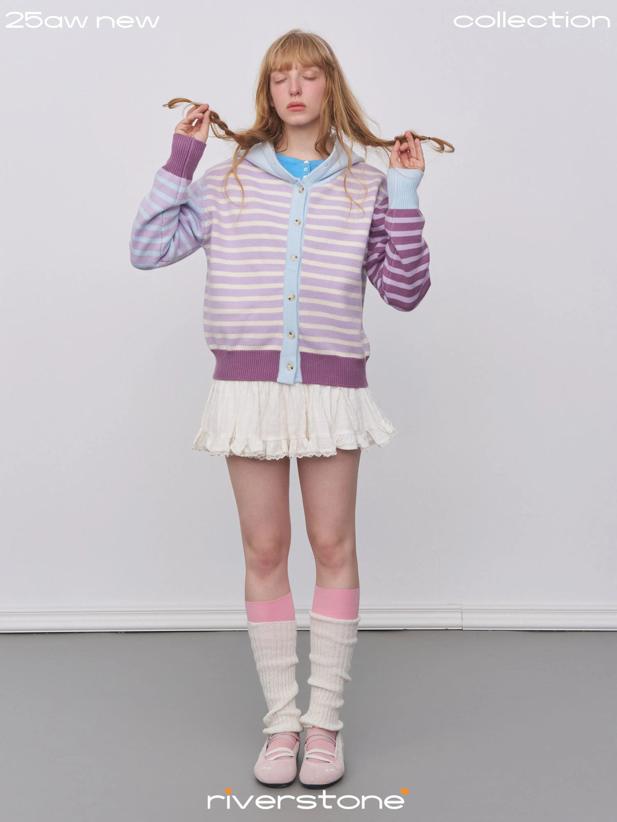 Women's Striped Colorblock Hooded Knit Jacket Sweater