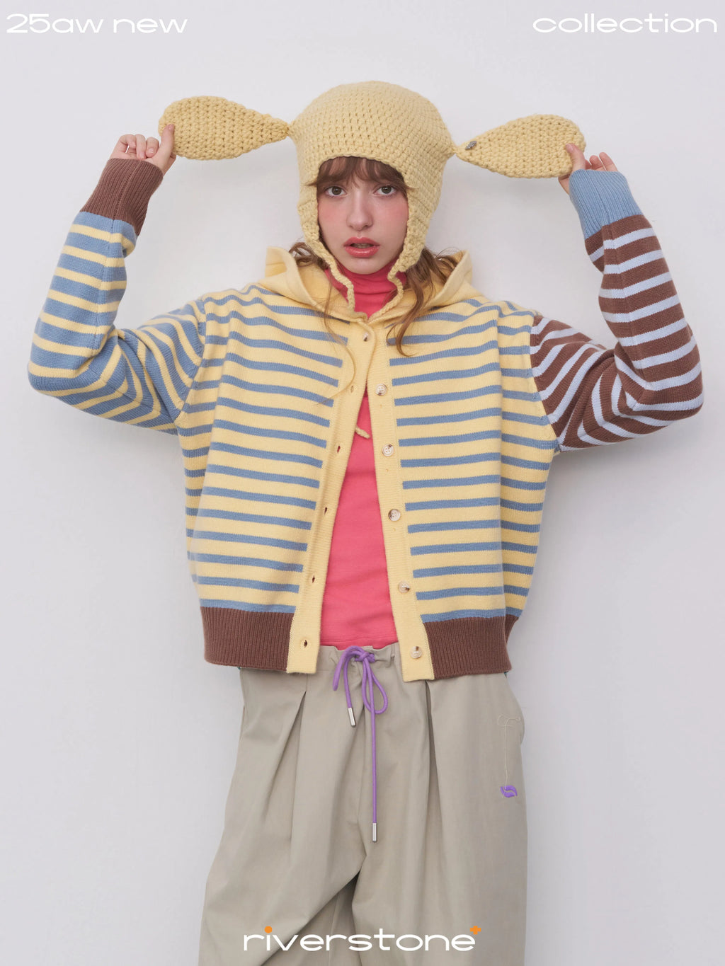 Women's Striped Colorblock Hooded Knit Jacket Sweater