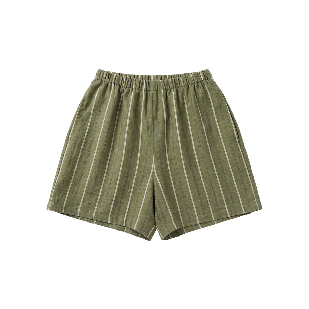 Women's Striped Linen Sleeveless Shirt and Shorts Set Casual Summer