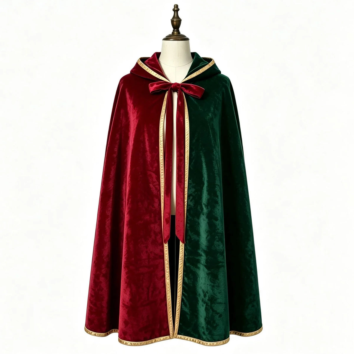 Women's Velvet Colorblock Hooded Long Cloak Cape