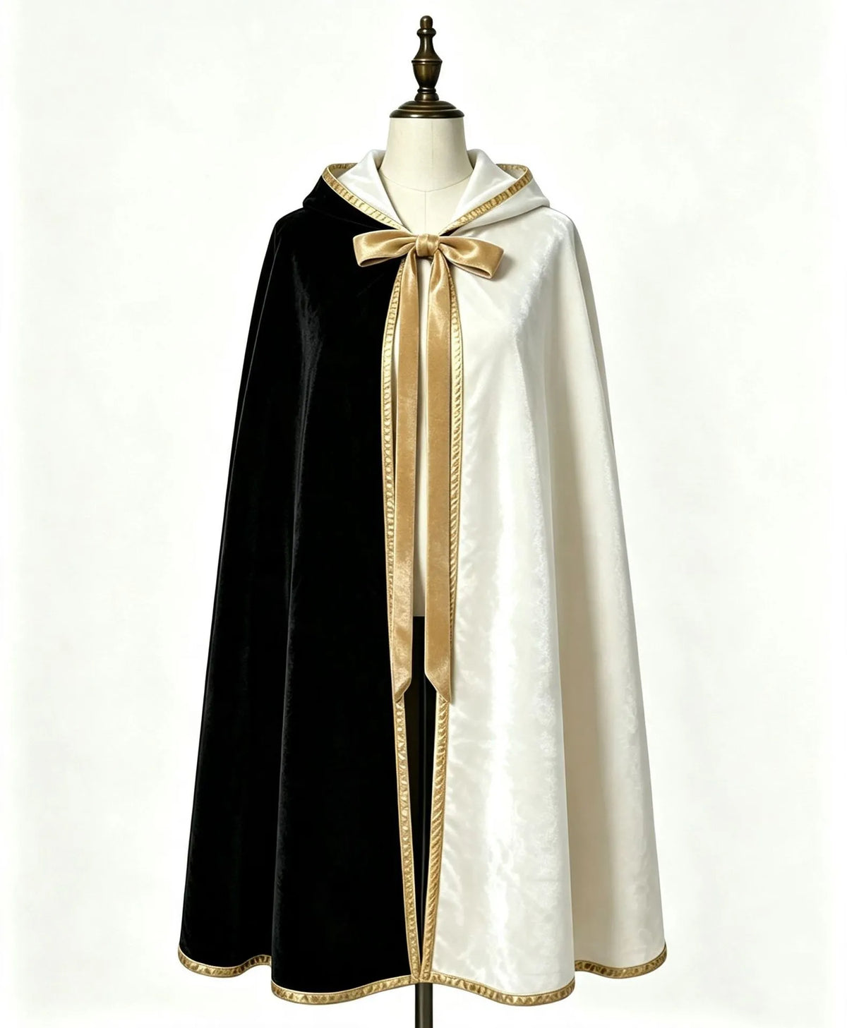 Women's Velvet Colorblock Hooded Long Cloak Cape