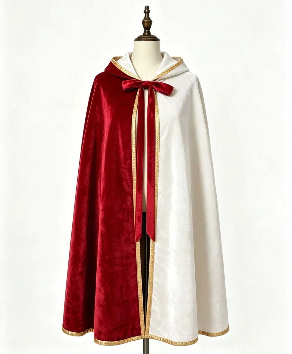 Women's Velvet Colorblock Hooded Long Cloak Cape