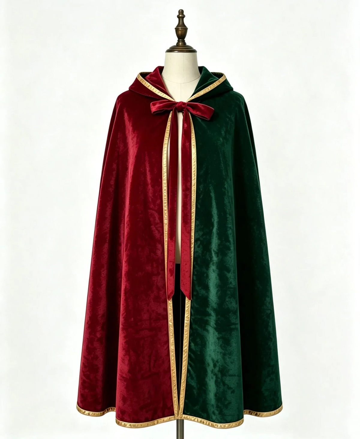 Women's Velvet Colorblock Hooded Long Cloak Cape