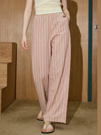 Women's Vertical Stripe Texture Wide-Leg Casual Pants