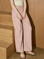 Women's Vertical Stripe Texture Wide-Leg Casual Pants