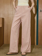 Women's Vertical Stripe Texture Wide-Leg Casual Pants