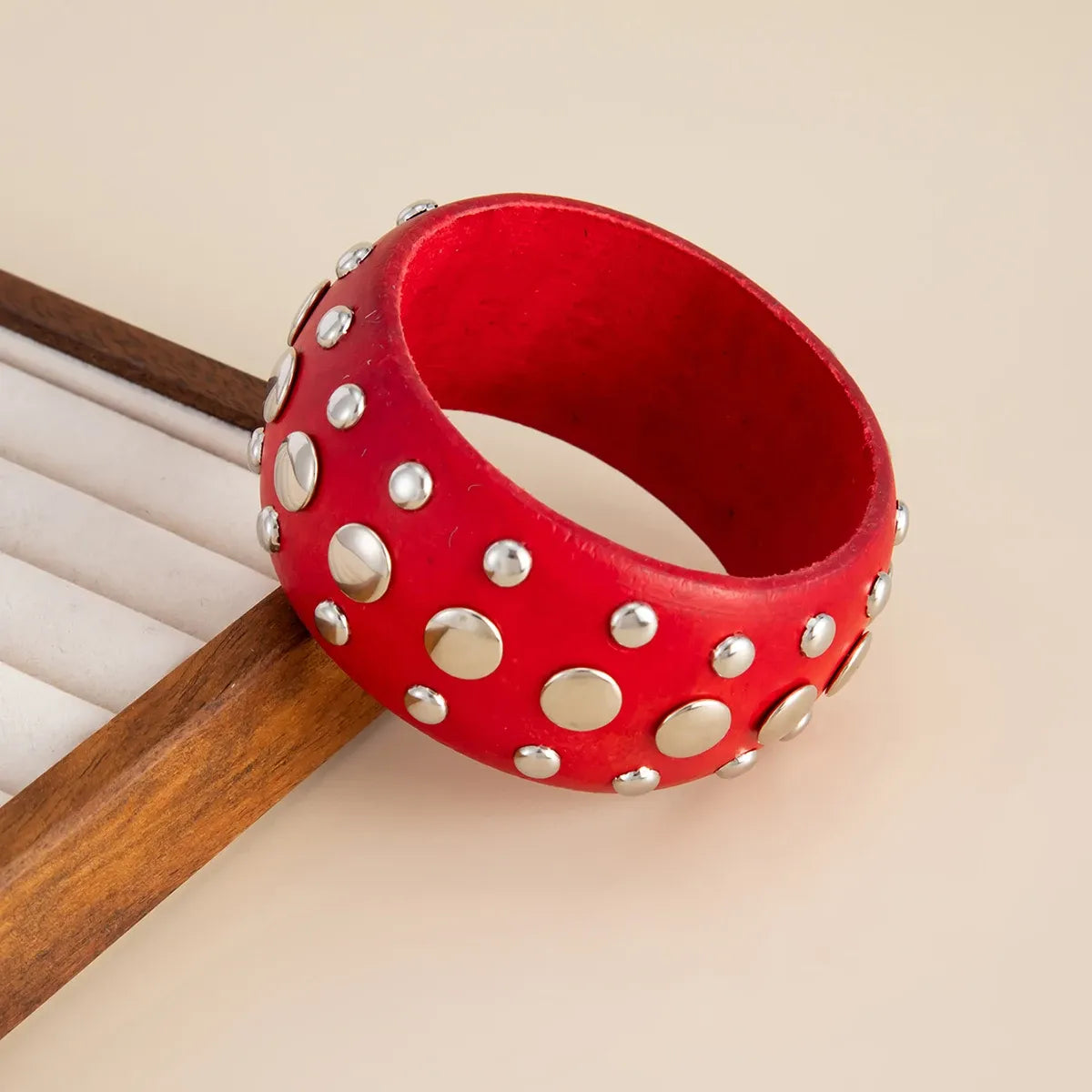Women's Vintage Chunky Wooden Wide Bangle Bracelet
