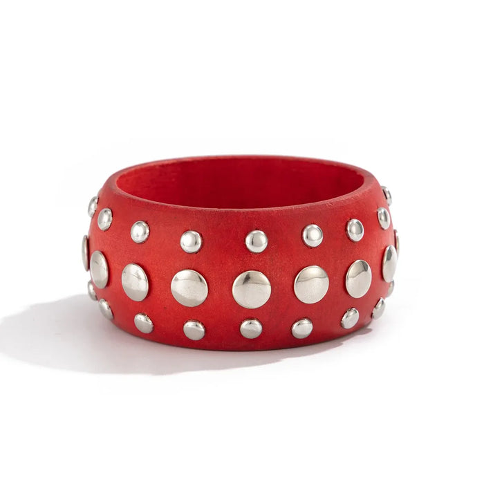 Women's Vintage Chunky Wooden Wide Bangle Bracelet