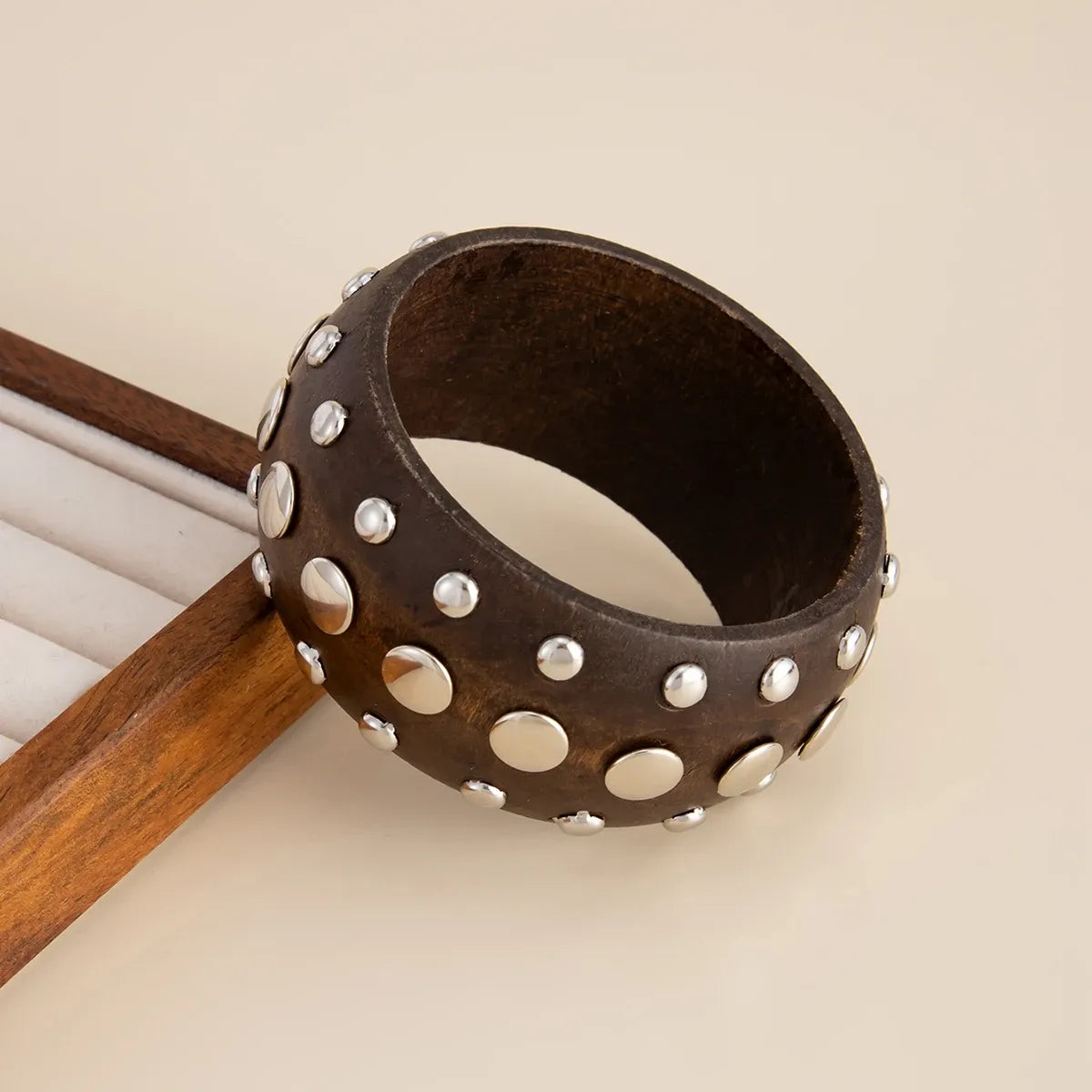 Women's Vintage Chunky Wooden Wide Bangle Bracelet