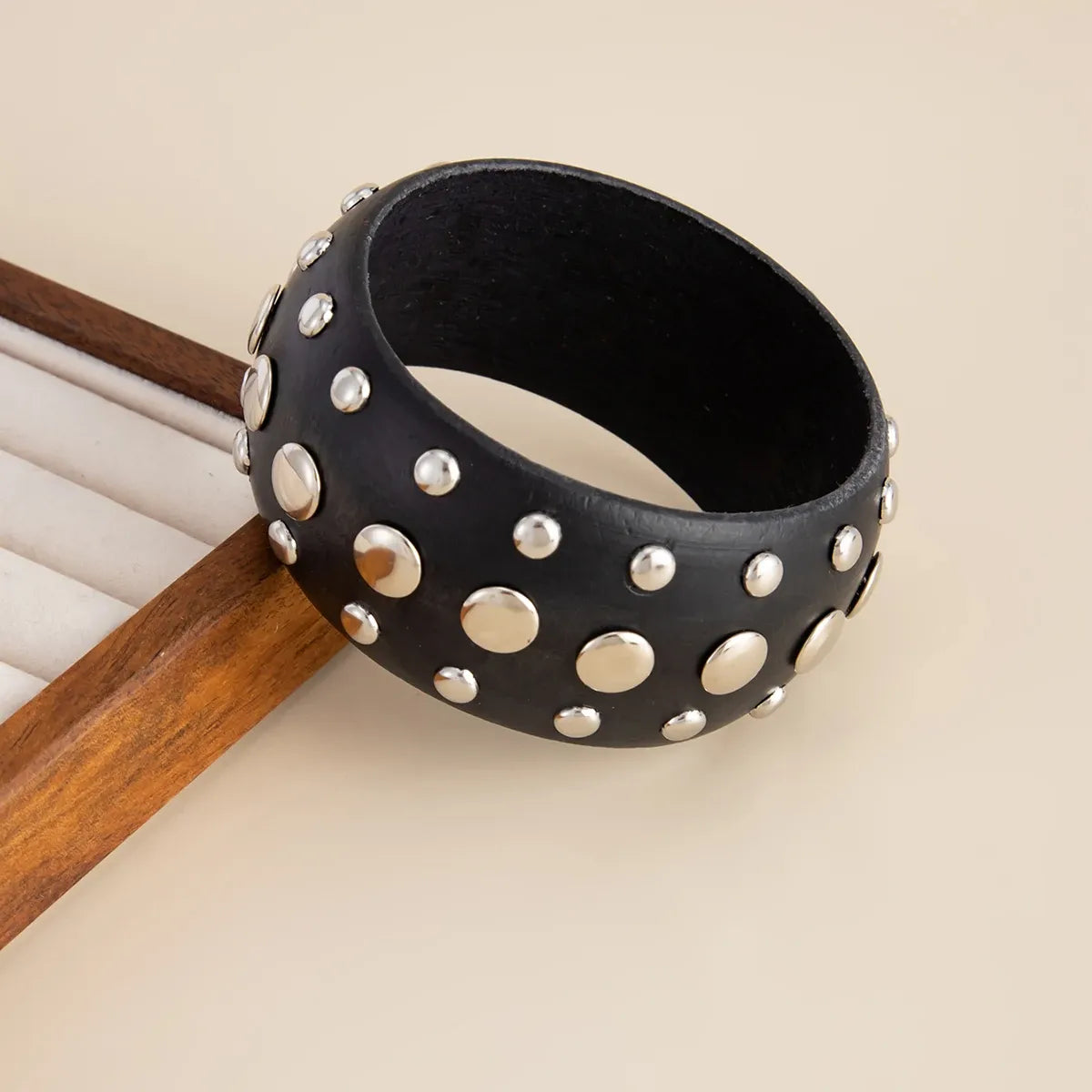 Women's Vintage Chunky Wooden Wide Bangle Bracelet