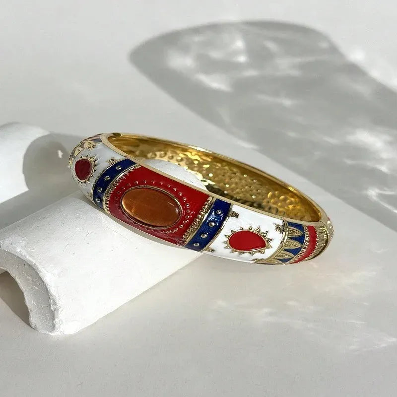 Women's Vintage Enamel Geometric Alloy Cuff Bracelet