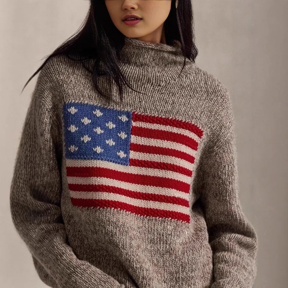 Women's Vintage Loose Pullover Sweater | Crewneck Knitted Top