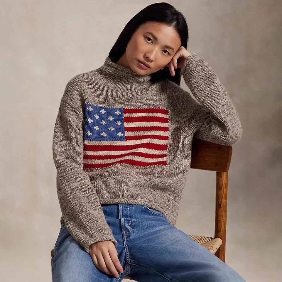 Women's Vintage Loose Pullover Sweater | Crewneck Knitted Top