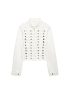 Women's Vintage Round Neck Slim Fit Denim Jacket