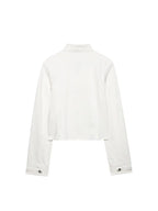 Women's Vintage Round Neck Slim Fit Denim Jacket