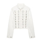 Women's Vintage Round Neck Slim Fit Denim Jacket