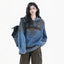 Women's Vintage Washed Flocked Letter Denim Hoodie