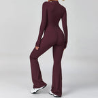 Women's Zipper Front Long Sleeve Tight Yoga Athletic Top