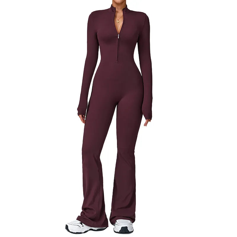 Women's Zipper Front Long Sleeve Tight Yoga Athletic Top