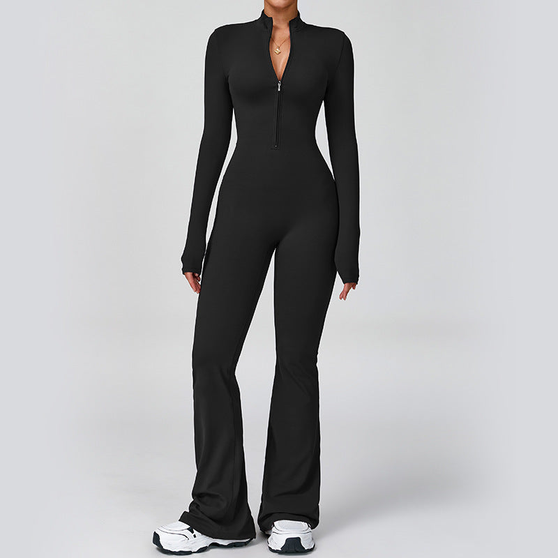 Women's Zipper Front Long Sleeve Tight Yoga Athletic Top