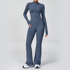 Women's Zipper Front Long Sleeve Tight Yoga Athletic Top