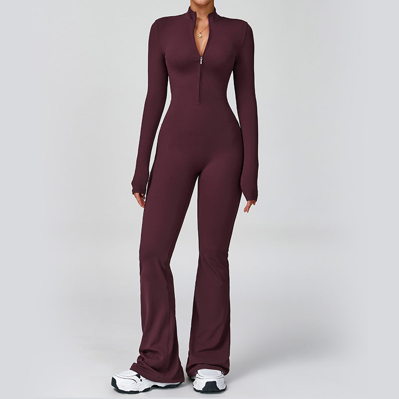 Women's Zipper Front Long Sleeve Tight Yoga Athletic Top